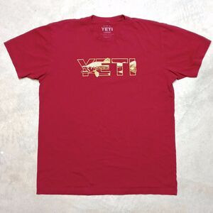 YETI Coolers Trout Logo Fishing Camping Hiking Red T-shirt - Size Large